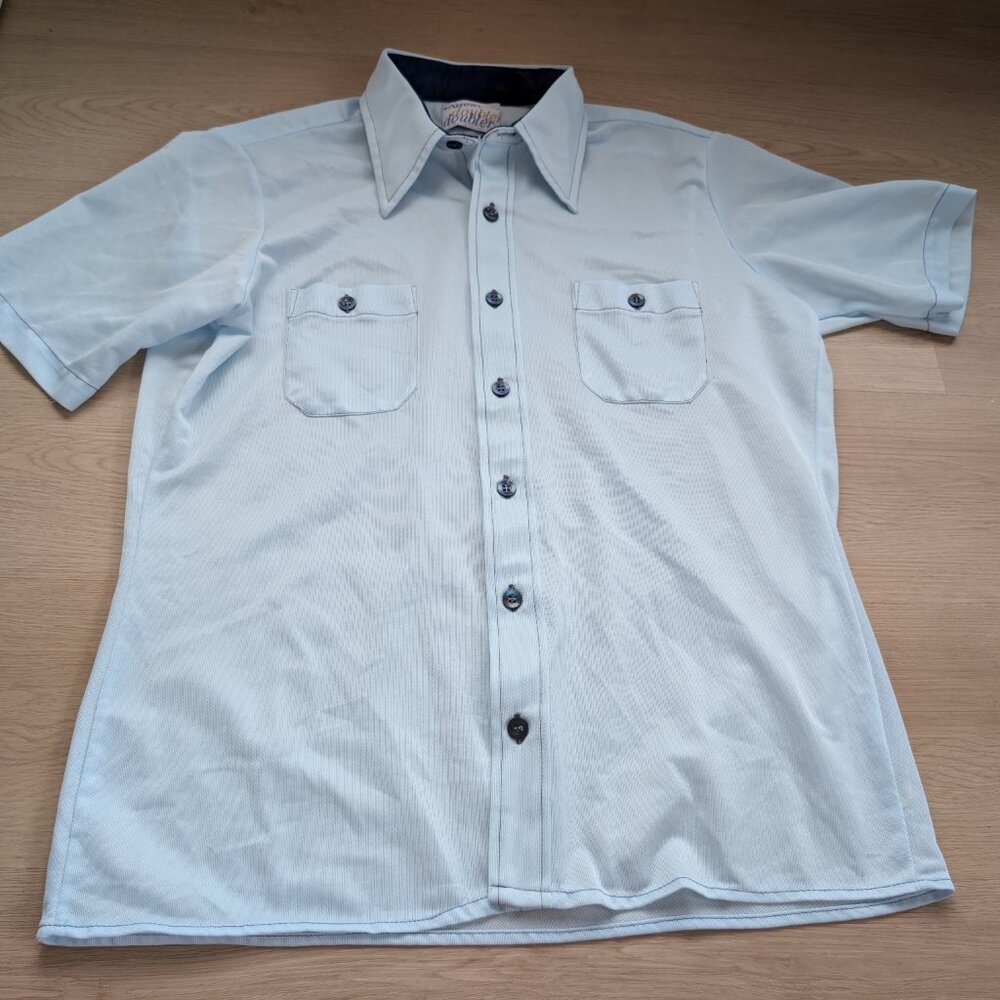 Vintage 70s Arrow Double Pocket Disco Button Shirt Collar Button Short Sleeve
